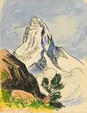 François Gos, Le Cervin, encre et aquarelle sur papier