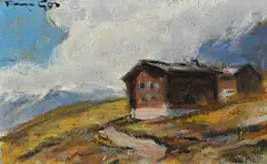 François Gos, Chalet d'Alpage, huile sur toile
