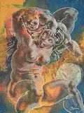 Hans Erni, Mère et enfant, technique mixte sur papier
