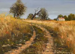 Roger Delapierre, Paysage de campagne, huile sur toile