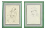 Emile Chambon, Jeune fille lisant, 1953, suite de 2 crayons de graphite sur papier