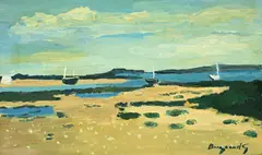 Georges Borgeaud, Marée basse à Carnac, 1991, huile sur toile