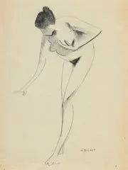 Gustave Buchet, Nu féminin, fusain sur papier