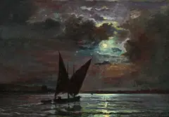 Louis-Amédée Baudit, Clair de lune devant Genève, 1908, huile sur toile
