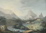 Johann Georg Volmar, Vue des Glaciers de Rosenlaui, gouache sur papier