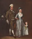 Josef Reinhard, Costumes neuchâtelois, huile sur papier marouflé sur toile