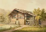 Friedrich Wilhelm Moritz, Chalet animé, 1818, aquarelle sur papier