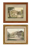 Friedrich Wilhelm Moritz, Fermes animées dans l'Oberland, suite de 2 aquarelles sur papier