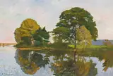 Gustave Jeanneret, Vue du bord de la Thielle, huile sur toile