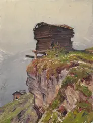 Albert H. Gos, Mazot, huile sur toile marouflée sur carton