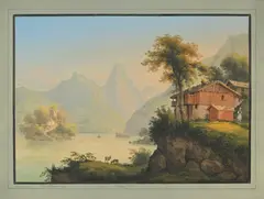 Konrad Corradi, Insel Schwanau, aquarelle et gouache sur papier