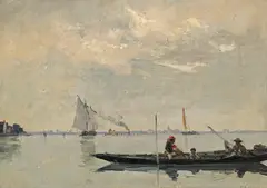 François Bocion, Promenade sur la lagune, 1878, huile sur toile marouflée sur carton