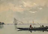 François Bocion, Promenade sur la lagune, 1878, huile sur toile marouflée sur carton