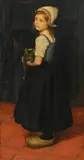 Fillette au chat by Karl II Bennewitz von Löfen, huile sur toile, sold Jun 2025