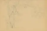 Camille Pissarro, Paysanne entre les arbres, crayon sur papier