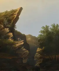 Nicolas Prevost, Peintre dans les gorges, 1846, huile sur toile