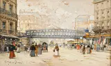 Eugène Galien-Laloue, Métro aérien La Chapelle, c. 1895, gouache sur papier