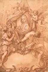 Giovanni Antonio Grecolini, Autoportrait, sanguine, plume et encre brune, lavis gris, rehauts de blanc sur papier