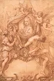 Giovanni Antonio Grecolini, Autoportrait, sanguine, plume et encre brune, lavis gris, rehauts de blanc sur papier