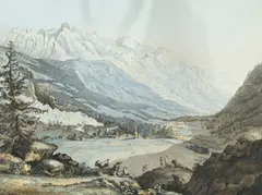 Carl Ludwig Hackert, Vue de la Valée de Chamouny pris près d'Argentière, 1780, gravure réhaussée