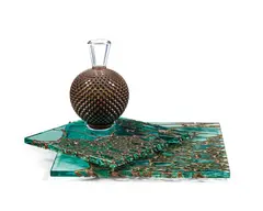 Michael Glancy, Cascading Frozen Floe, 2000, sculpture en verre soufflé avec feuille d'or, verre industriel et cuivre