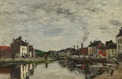 Eugène Louis Boudin, Bruxelles, le canal de Louvain, 1871, huile sur panneau