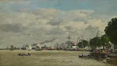 Eugène Louis Boudin, Anvers, Le Port, 1871, huile sur panneau