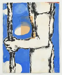Jean-Charles Blais, Sans titre, 1986, technique mixte sur papier (acrylique, découpage, collage, épingles)