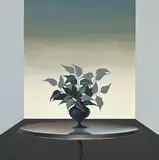 Christos Caras, Bouquet de feuilles dans un vase noir, 1971, huile sur toile