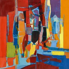 Composition by Gabriel Godard, huile sur toile, sold Mar 2025