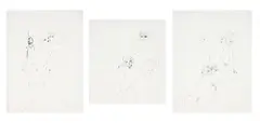 Léonor Fini, Personnages nus, 3 encres et plume sur papier