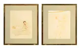 Léonor Fini, Couple érotique, paire d'aquarelles sur papier