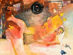 Yoël Benharrouche, Composition aux papillons, technique mixte sur papier