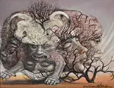 Jean-Pierre Alaux, Le monstre, 1975, huile sur toile