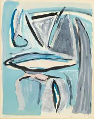 Bram van Velde, Composition en bleu, lithographie en couleurs