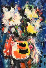 Bernard Lorjou, Fleurs, huile sur toile