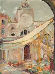 L'église est la San Giacomo à Rialto by Vladimir de Terlikowski, huile sur toile, sold Mar 2025