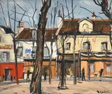 Takanori Oguiss, Place du Tertre, hiver ensoleillé, 1936, huile sur toile