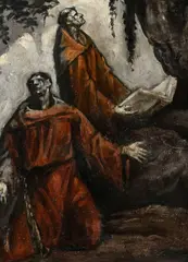 Émile Bernard, Moines priant, huile sur carton