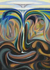 Max Huber, Fontaine, 1962, huile sur toile