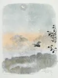Robert Hainard, La hulotte va se coucher, 1983, bois gravé