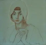 Charles-Clos Olsommer, Portrait d'une femme avec un carnet, pastel sur papier