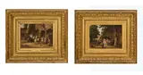 Jan Jacob Zuidema Broos, Scènes de village, suite de 2 huiles sur panneaux