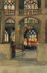Luis Jimenez Y Aranda, Vue de l'église Saint-Etienne du Mont, 1914, aquarelle sur papier