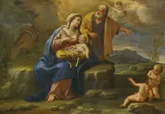 La fuite en Egypte by Paolo de Matteis, huile sur toile, sold Mar 2025