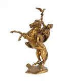 Ernest Henri Dubois, Fauconnier arabe, bronze à patine dorée