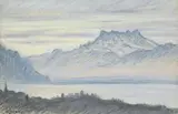 Louis Henri Salzmann, Sans titre, 1949, Vue sur les Dents du Midi, pastel sur carton