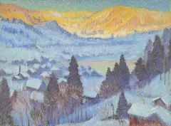 William Samuel Horton, Gstaad à l'aube, pastel sur papier