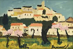 Georges Borgeaud, Simiane, 1970, huile sur carton