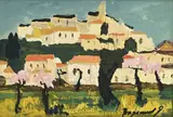 Georges Borgeaud, Simiane, 1970, huile sur carton